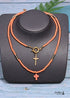 Boho Necklace, Seed Bead Layered Choker, Double Cross